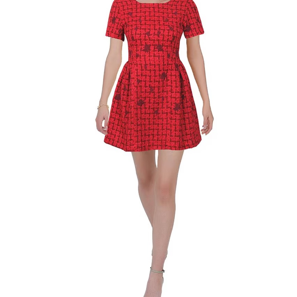 Fanm Mon Red‎ Textured Mini Dress